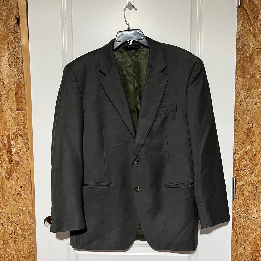Jos. A. Bank Mens 43R Solid Forest Green 100% Wool 2-Button Blazer Sport Coat